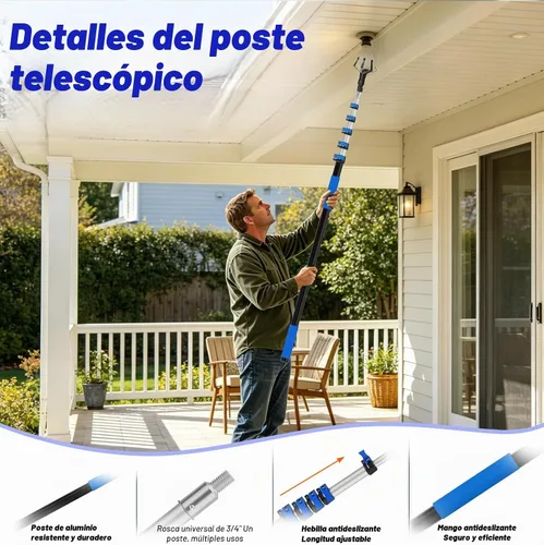 Vista 5 de Cambiador de bombilla de alcance de 28 pies para techos altos con poste, cambiador de poste de extensión de bombilla de 5 a 20 pies con cestas