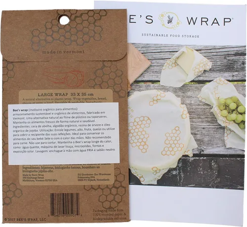 Vista 3 de Bee's Wrap - Paquete individual grande - Fabricado en los Estados Unidos con algodón orgánico certificado - Sin plástico y silicona - Envoltura