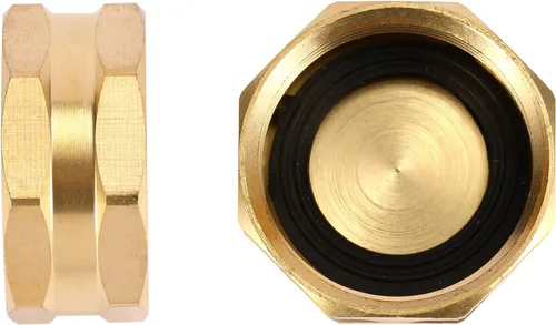 Vista 4 de Paquete de 4 tapas para manguera de jardín con arandelas, tapa de espiga de latón, tapa de extremo hembra de 3/4 pulgadas