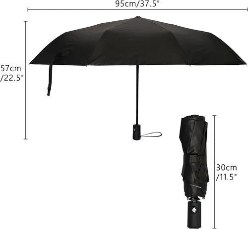 Vista 2 de Paraguas de viaje resistente al viento, anti-UV, cierre automático, para lluvia y sol (2022072915)