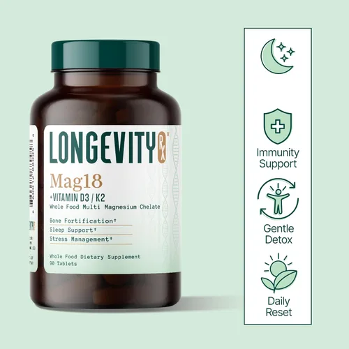 Vista 7 de Mag18 Complejo de magnesio unido al péptido con D3 y K2, soporte óseo y muscular, claridad mental, ayuda para dormir