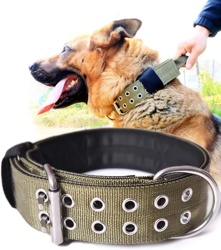Vista 9 de Collar de perro para perros grandes, collares tácticos de 2 pulgadas de ancho con asa para perros de raza extragrande, camuflaje militar