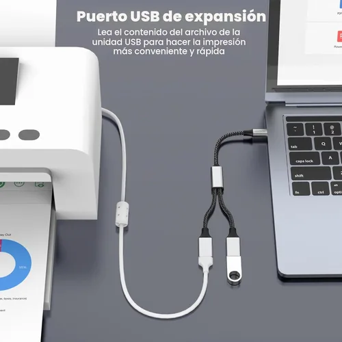 Vista 3 de MOGOOD Cable USB C macho a doble USB hembra tipo A 2.0 OTG Splitter Negro
