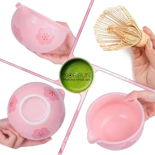 Vista 2 de Juego de 10 batidores de matcha, kit de fabricación de té matcha japonés con batidor de bambú, cuenco de cerámica, herramientas completas
