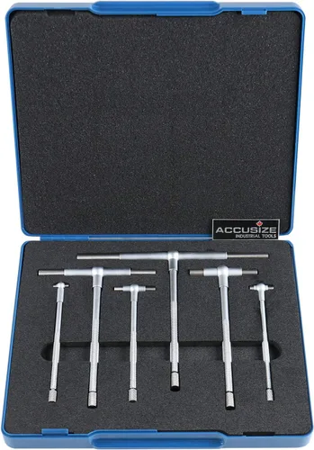 Accusize Industrial Tools Premium 516'' - 6", 6psSet Juego de medidores telescópicos, acabado en cromo satinado, 3602-5018