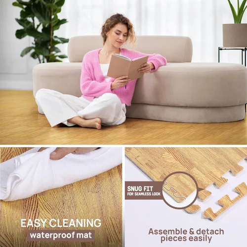 Vista 4 de Yes4All Alfombrillas Entrelazadas de EVA, Baldosas de Suelo tipo Rompecabezas, Acolchado de Suelo de Espuma con Borde para Muebles, Espacio