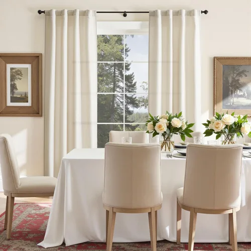Vista 8 de JINCHAN Cortinas de lino beige para sala de estar, dormitorio, cortinas texturizadas de 84 pulgadas de largo, cortinas de estilo rústico de tejido