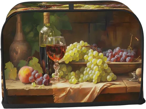 Vista 2 de Cubierta moderna para tostadora de uvas de vino tinto, protección de 2 rebanadas contra el polvo y las huellas dactilares, fundas para pan, fundas