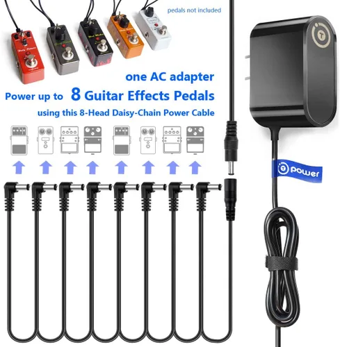 Vista 3 de T POWER 9V 4~8 Way Daisy Chain Splitter Cord para pedal de efecto de guitarra se adapta a Zoom Roland Behringer Boss Digitech Jim Dunlop Ditto