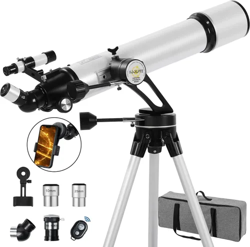 Vista 9 de Telescopio Koolpte, apertura de 90 mm 700 mm con montaje AZ Vertisteel de movimiento lento, alta potencia para entusiastas de la astronomía, fácil