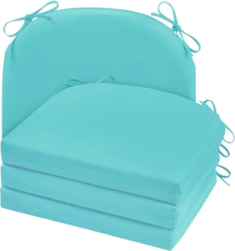 Vista 15 de Cozyide Cojines para sillas de exterior, cojines de asiento de patio impermeables con correas ajustables, cojines cuadrados para sillas de patio