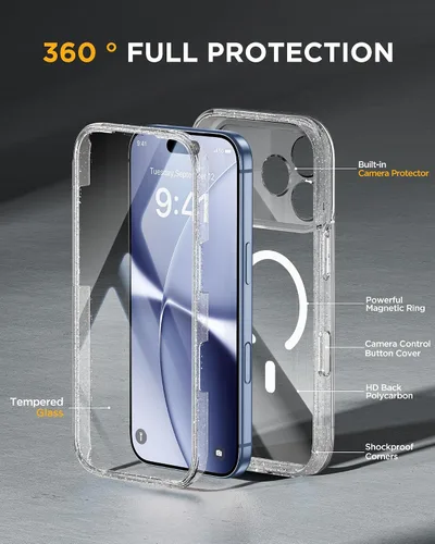 Vista 657 de Miracase - Funda para iPhone SE de 3ª/2ª generación 2022 2020 de cuerpo completo con protector de pantalla de vidrio integrado, resistente Negro