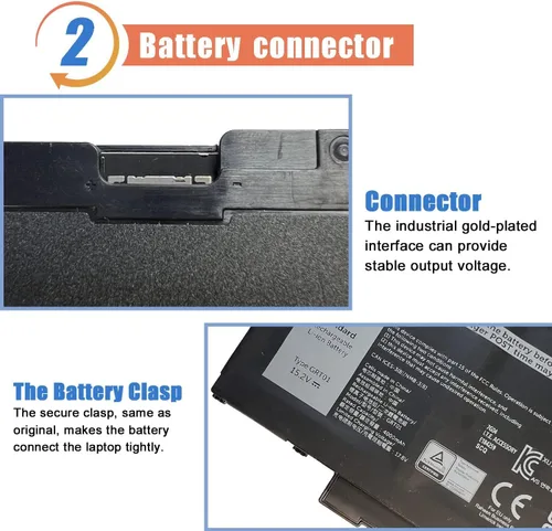 Vista 3 de ASODI 64Wh - Batería para portátil GRT01 de 4 celdas compatible con Dell Latitude 15 5521 5531 14 5421 5431 Precision 3561 3571 3470 Alienware m17