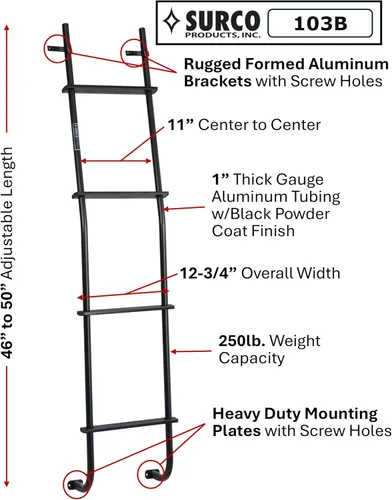 Vista 2 de Surco 103B Escalera Universal de Aluminio de 4 Escalones para Furgoneta - Compatible con Selectos Chevrolet Serie G/Express; Dodge Serie B/Ram; Ford