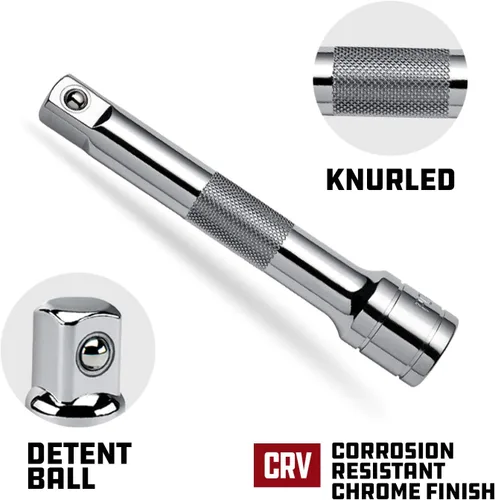 Vista 3 de Powerbuilt Juego de 3 barras de extensión de zócalos, 1/2 pulgada, barras de 3 pulgadas, 5 pulgadas y 10 pulgadas, agarre antideslizante moleteado