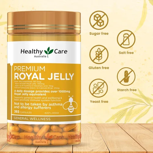 Vista 3 de Healthy Care Royal Jelly 1000 365 Cápsulas Suplementos Hecho en Australia