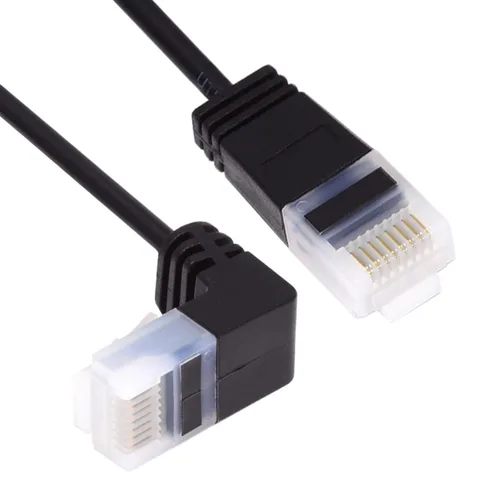 Vista 10 de CY Cable Ethernet Cat6 ultradelgado delgado RJ45 en ángulo de 9.8 in UTP Cable de red Cable de conexión LAN Cat6a de 90 grados para router portátil