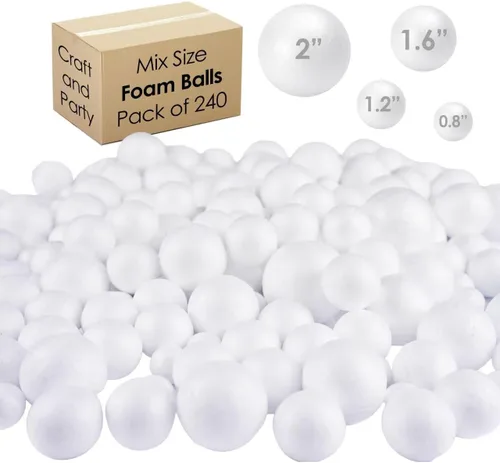 Vista 7 de Evershine Paquete de 100 bolas de espuma para manualidades de 1 pulgada, bolas de poliestireno de espuma lisas blancas para proyectos
