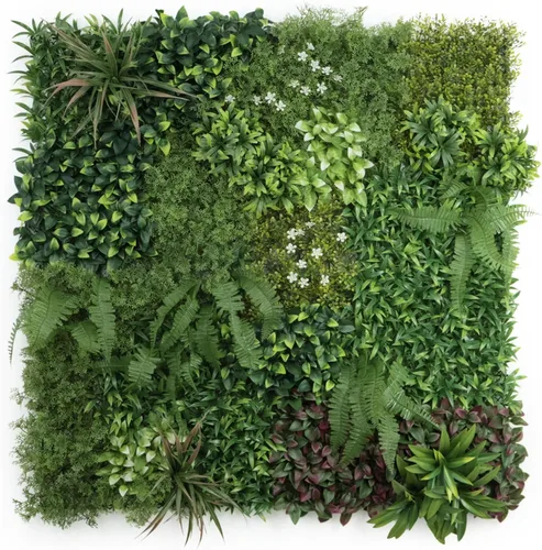 Vista 13 de ULAND Paneles de pared de plantas artificiales, 1 pieza de 40 x 40 pulgadas, decoración de fondo de pared de césped verde, hojas de hiedra