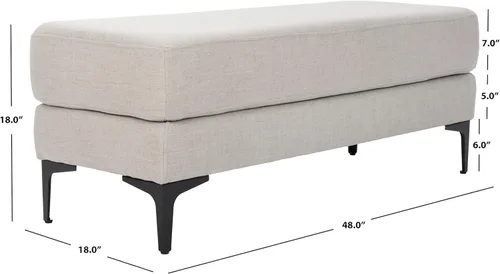 Vista 12 de Safavieh Home Elise - Banco rectangular de piel sintética gris y negro de 48 pulgadas