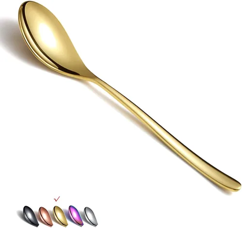 Vista 8 de Cucharas de cena de 6 piezas, cucharadas de acero inoxidable de 8.1 pulgadas, cucharas de sopa, cucharas de postre, cucharas de cubiertos