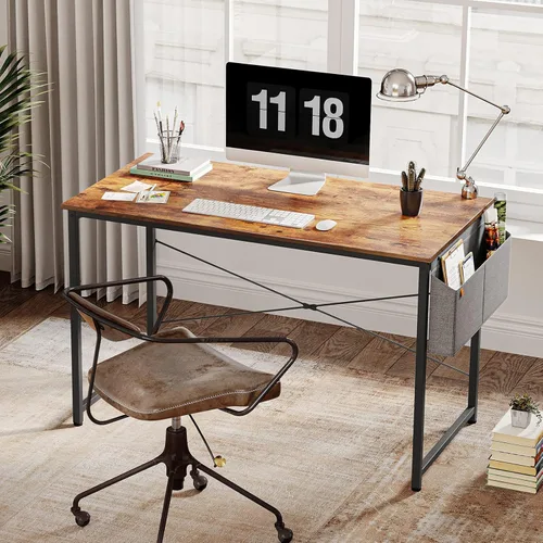 Vista 9 de Cubiker - Escritorio de computadora para oficina en casa, ideal como escritorio de estudio o mesa para computadora portátil, estilo simple, moderno