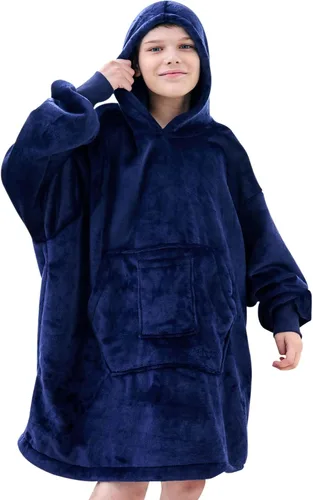 Vista 13 de REDESS Sudadera con Capucha Manta, Manta Vestible Oversized Sherpa con Mangas Bolsillo Gigante, Sudadera con Capucha Acogedora para Niños