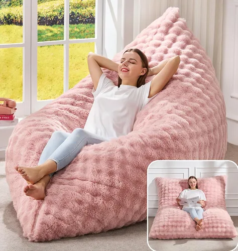 Vista 37 de Hobestluk Adult Bean Bag Chair 3 in 1 Convertible Large Bean Bag Sofa Ash Grey