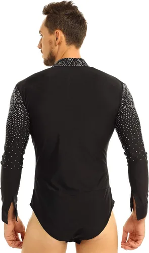Vista 5 de Camiseta de baile de tango latino con diamantes de imitación brillantes para hombre