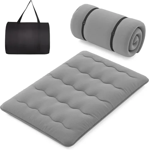 Vista 17 de Byroce - Colchón de futón, catre de dormir enrollable con funda lavable, almohadilla de algodón portátil con bolsa para campamento, tapete de tatami