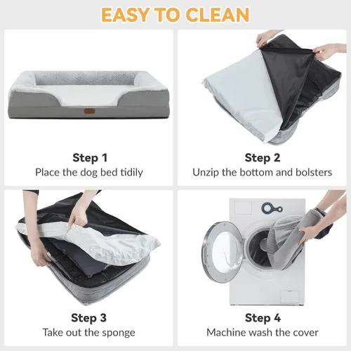 Vista 6 de Cama ortopédica para perros grandes, cama impermeable de espuma viscoelástica para mascotas con base antideslizante, cama de sofá para perros