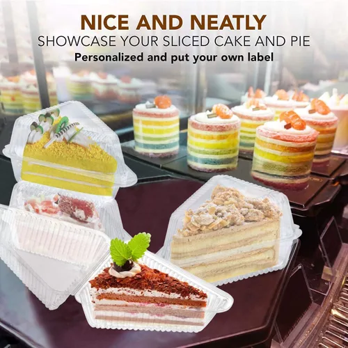 Vista 6 de MFDSJ 100 Piezas de Envases de Plástico para Rebanadas de Pastel con Tapas de 5 Pulgadas con Tapa con Bisagras para Pastel de Queso, para Hogar