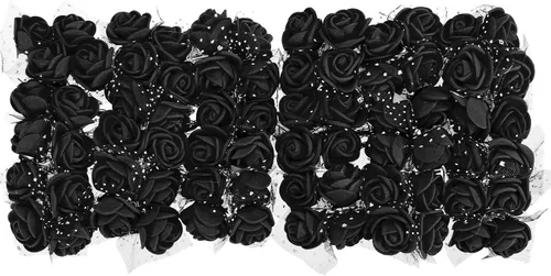 MECCANIXITY Cabezas de rosas artificiales, mini flores sintéticas negras de 0.8 a 1 pulgada para manualidades, decoración de bodas y fiestas,