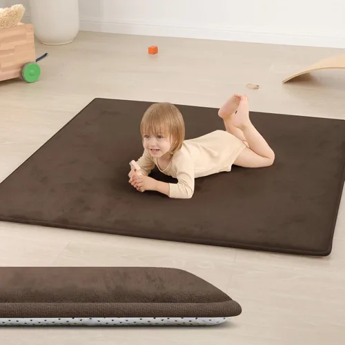 Vista 26 de Alfombra de juego para bebé para piso, 47 x 47 pulgadas (beige)
