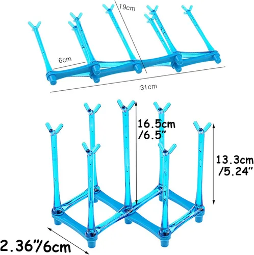 Vista 3 de PCTC Estante de secado retráctil para tazas, soporte escurridor de botellas para beber y deportes, secadora de bolsas de plástico y árbol de tazas