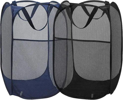 Vista 17 de Cesta plegable de malla para la ropa sucia, cesta de ropa plegable para el hogar, apartamento, dormitorio universitario o viajes, plegable para Beige