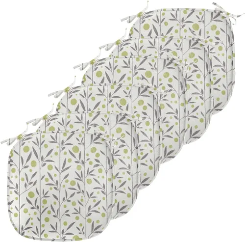 Vista 169 de Lunarable Juego de 4 cojines de asiento para silla, diseño de pétalos de flores de iris florecientes, arte de forma desgastada, acolchado de asiento