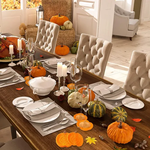 Vista 5 de Irenare 4 posavasos de calabazas de ganchillo para decoración de Halloween