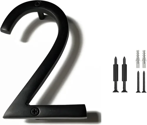 Vista 15 de NACH Números de casa flotantes, números de casa negros de aluminio de 4 pulgadas para exteriores - Número 0, números de puerta con accesorios