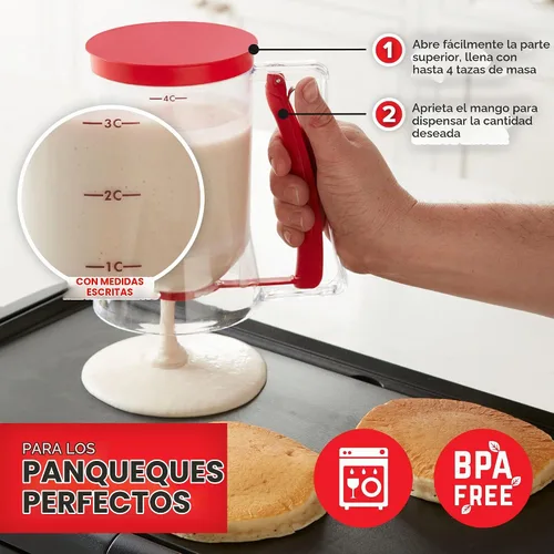 Vista 3 de Modern Innovations Kit de Accesorios para Desayuno en Plancha - Dispensador de Masa para Panqueques para Plancha, Prensa de Parrilla de Hierro