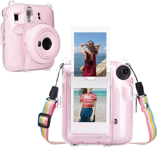 Vista 8 de MUZIRI KINOKOO Funda transparente compatible con cámara Instax Mini 12, funda rígida de PVC transparente para Fuji Instax Mini 12 con bolsillo