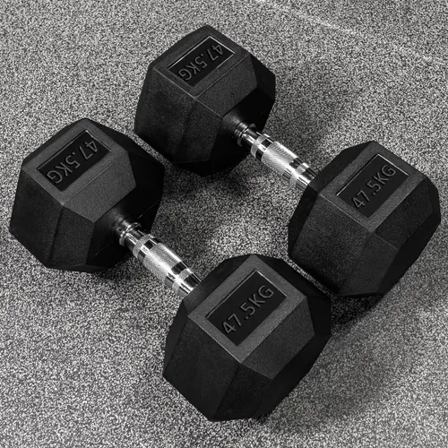 METIS Mancuernas hexagonales [par] | Pesas libres con revestimiento de goma premium para entrenamientos en casa y gimnasio | Juego completo y