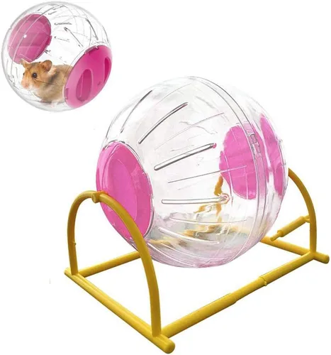 Vista 9 de Bola de ejercicio para hámster, rueda silenciosa para hámster, bola transparente para animales pequeños, para rata Dwar, alivia el aburrimiento