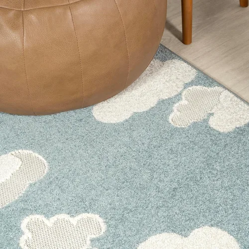 Vista 10 de JONATHAN Y Hedwig High-Low Cloud Blue 3x5 Alfombra para interiores/exteriores, estilo escandinavo juvenil, para niños, moderno, estilo casa