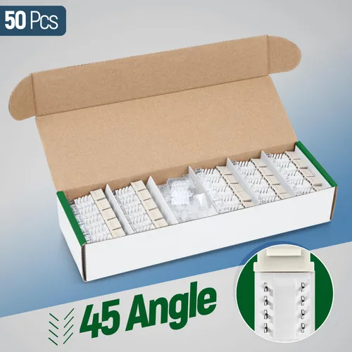 Vista 251 de Everest - Paquete de 50 conectores Keystone RJ45 Cat6 en ángulo de 45°, color blanco, conectores RJ45 hembra de perfil delgado, conector Keystone