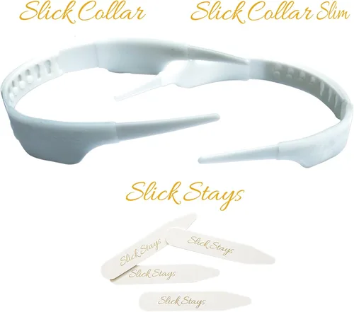 Vista 9 de Slick Collar Conjunto de soporte ajustable para el cuello de la camisa con soportes para el cuello para hombres y mujeres camisas blancas Blanco