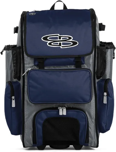 Vista 88 de Boombah Rolling Superpack - Bolsa para equipo de béisbol/sóftbol, varios colores, mango telescópico y capacidad para 4 murciélagos, versión con Negro