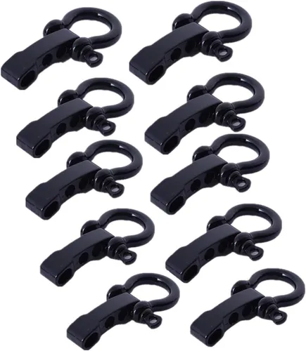 10 juegos de grilletes de arco, grillete de anillo D, de aleación de cuerda para paraguas, grilletes en D ajustables, hebilla de cuerda para
