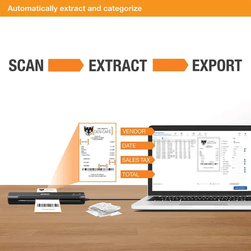 Vista 5 de Epson Workforce ES-55R Escáner móvil de recibos y documentos con software de gestión de recibos para PC y Mac