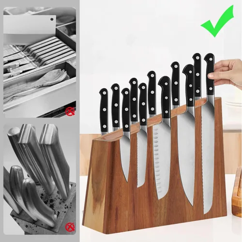 Vista 4 de Uniharpa Bloque magnético para cuchillos, soporte magnético de doble cara para encimera de cocina, almacenamiento de cuchillos magnético de madera